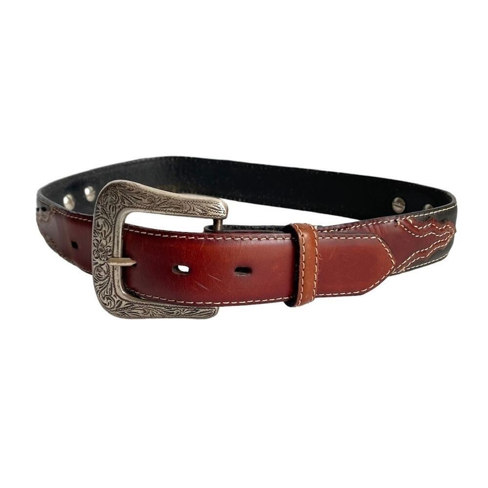 Nocona Black Brown Belt Two‎ Tone Western Cowboy Longhorn Unisex Mens Womens 26